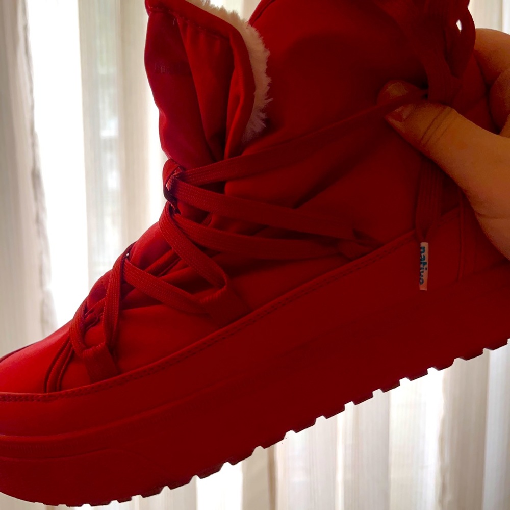 Native red winter boots